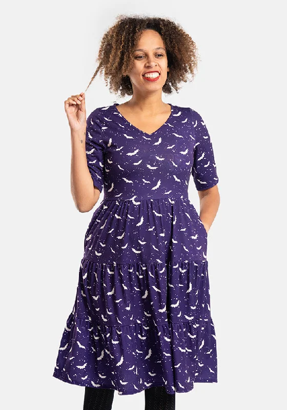 Quick Sale Bertel Bat Print Tiered Hem Dress