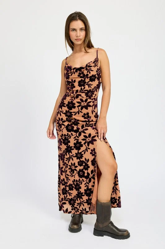 Take Advantage FLORAL PRINT COWL NECK MAXI DRESS