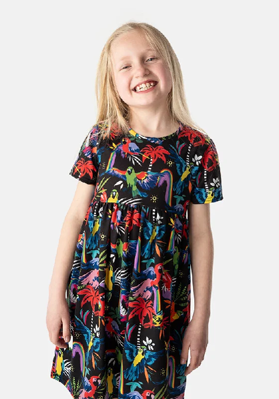 Best Bargains Children's Rainbow Parrots Print Dress (Jena)