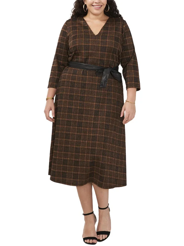 Price Cut Plus Womens Belted Long Maxi Dress