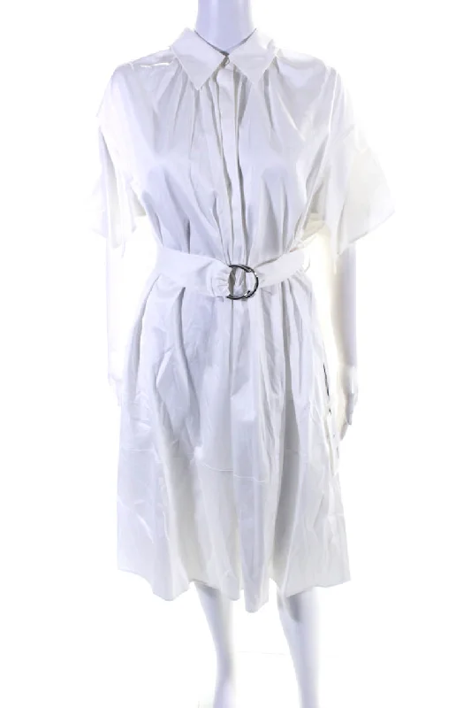 Weekend Deal Adeam Womens Belted Shirt Dress White