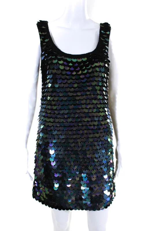 Huge Discounts JoosTricot Womens Sequins Crochet Mini Dress - Black