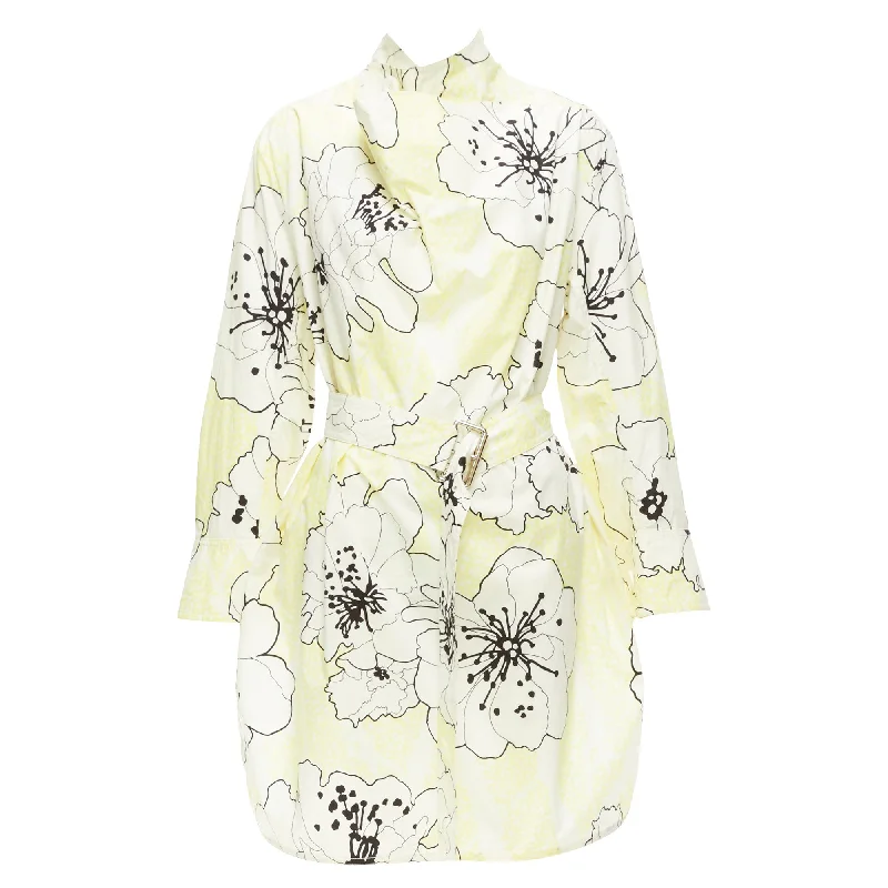 Markdowns Marni Cotton Floral Print Belted Cowl Neck Dress