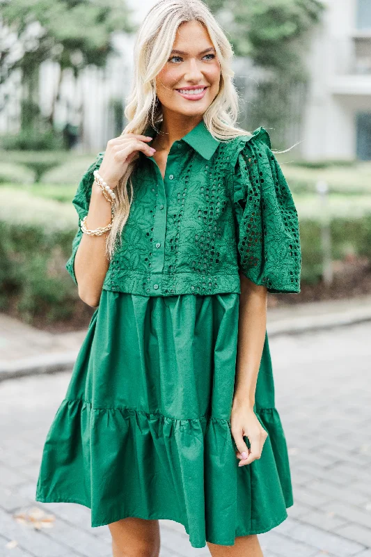 Limited Time Offer Love You Truly Hunter Green Lace Dress