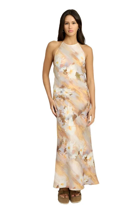 Price Fest HALTER NECK FLORAL MAXI DRESS