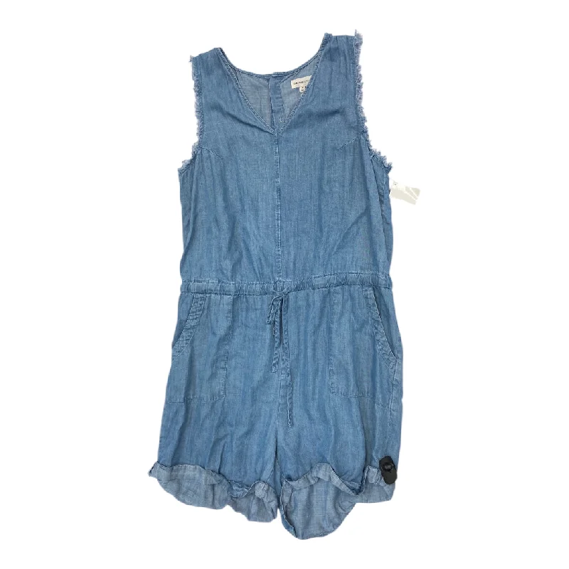 Deep Discounts Romper By Thread And Supply In Blue Denim, Size:1X