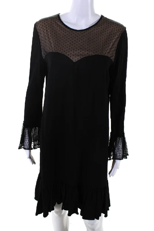 Super Bargain Just Cavalli Women's Bell Sleeves Tiered Ruffle Mini Dress Black