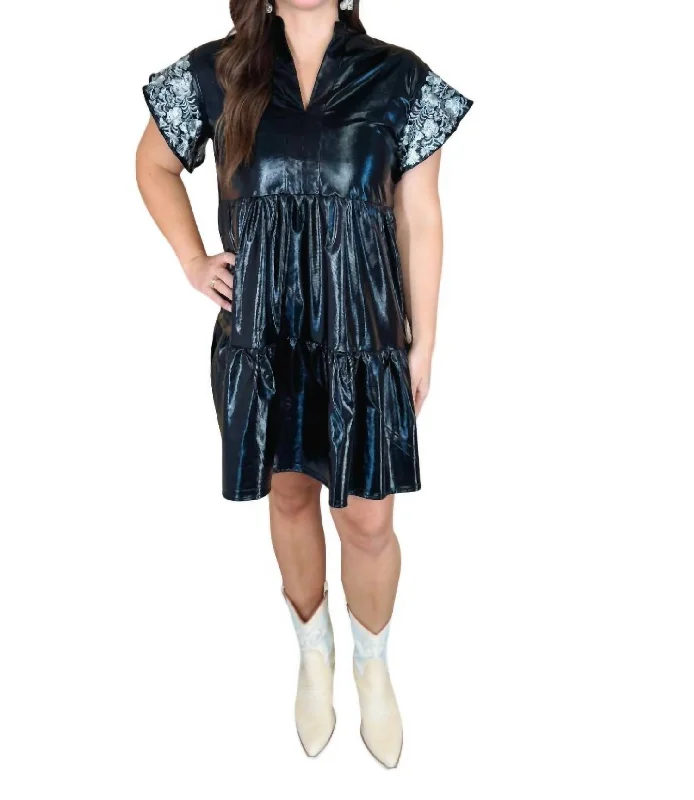 Don’t Miss Out Eve Dress In Black Metallic