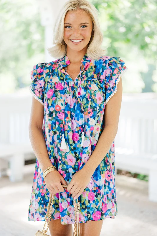 Price Blitz Leave It All Behind Navy Blue Floral Dress