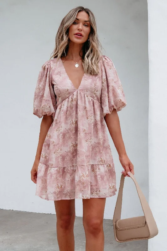 Price Buster Blush Floral Print Mini Dress - FINAL SALE