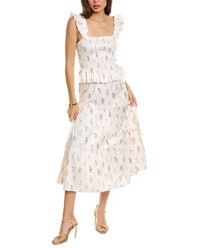 Take Advantage Rachel Parcell Smocked Flutter Midi Dress