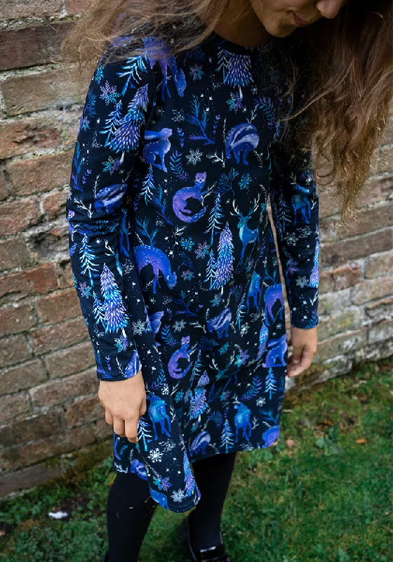 While Supplies Last Children's Winter Magical Animals Print Cotton Dress (Icelyn)