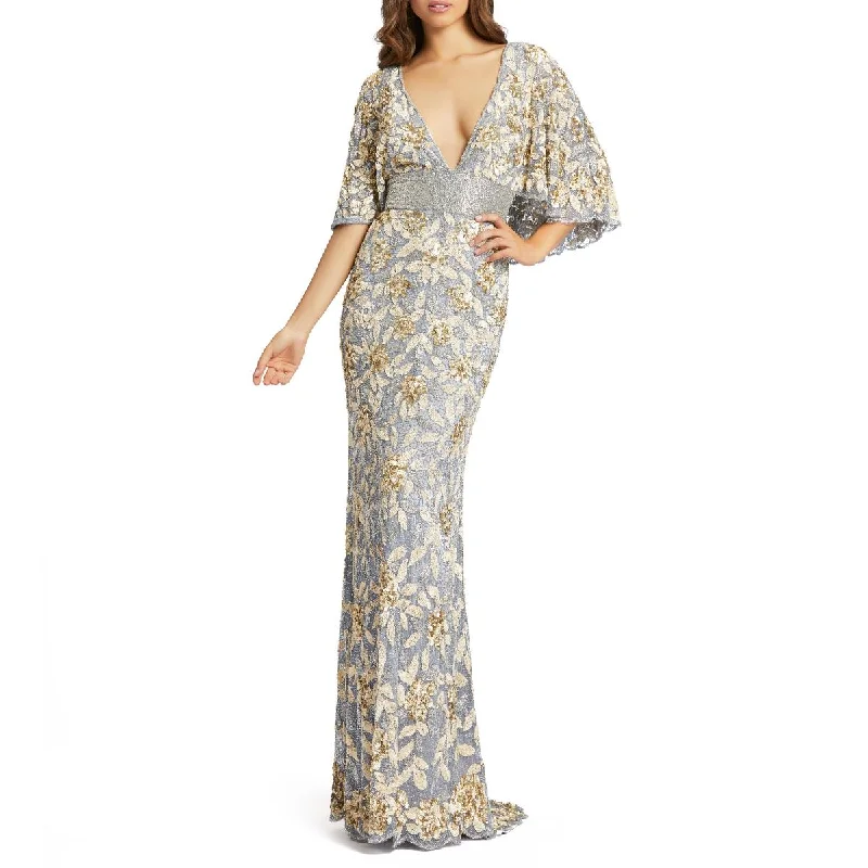 Super Bargain Womens Embellished Capelet Evening Dress
