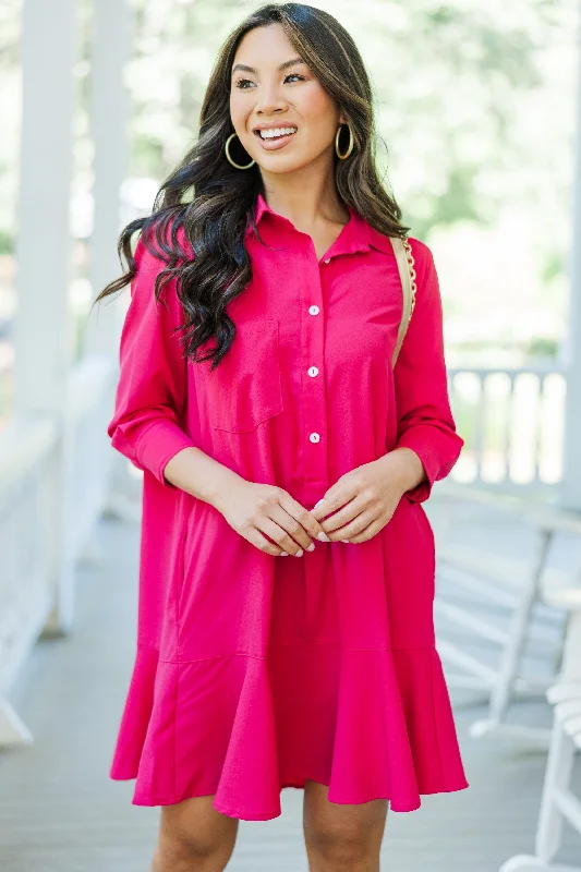 Exclusive Access Share Your Story Fuchsia Pink Shirt Dress