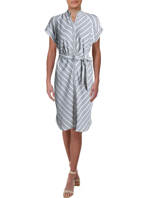 Year-End Sale Petites Vica Womens Striped Short Sleeve Shirtdress