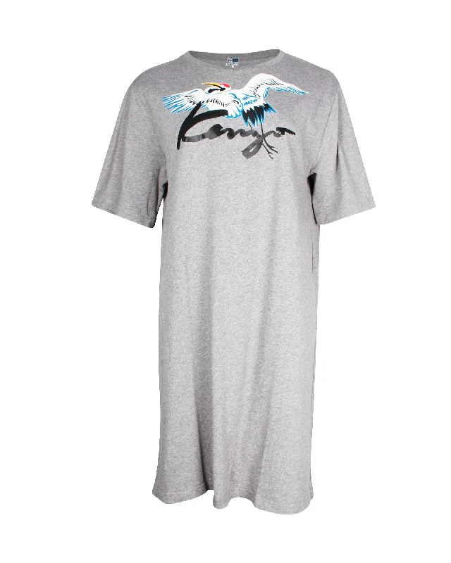 Online Specials Kenzo Memento Capsule Graphic T-Shirt Dress in Grey Cotton