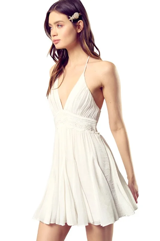 Don’t Miss Out Lace Trim Back Drawstring Dress