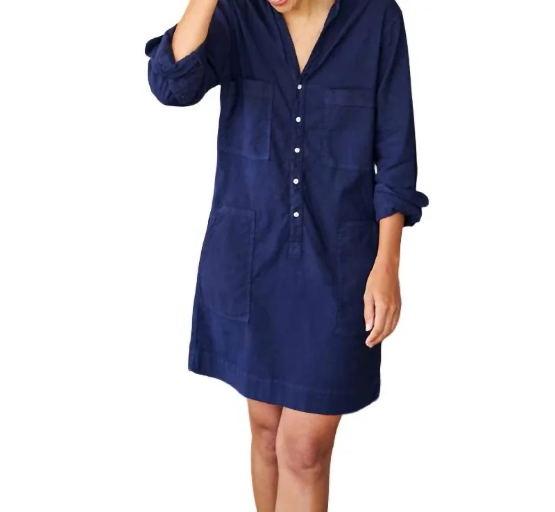 Hot Deal Six Pockets Utility Dress In Navy