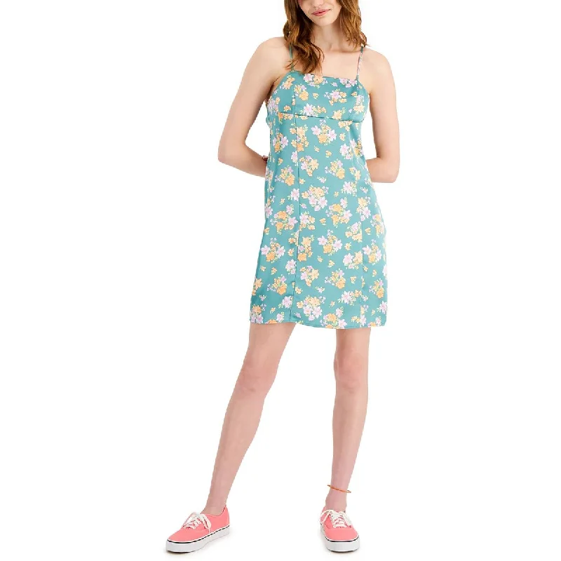 Savings Galore Juniors Womens Satin Mini Sheath Dress