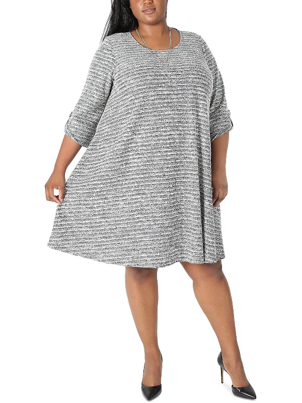 Price Cut Plus Womens Textured Knit Shift Dress