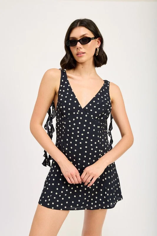 Deal Explosion V NECK RUFFLED MINI DRESS