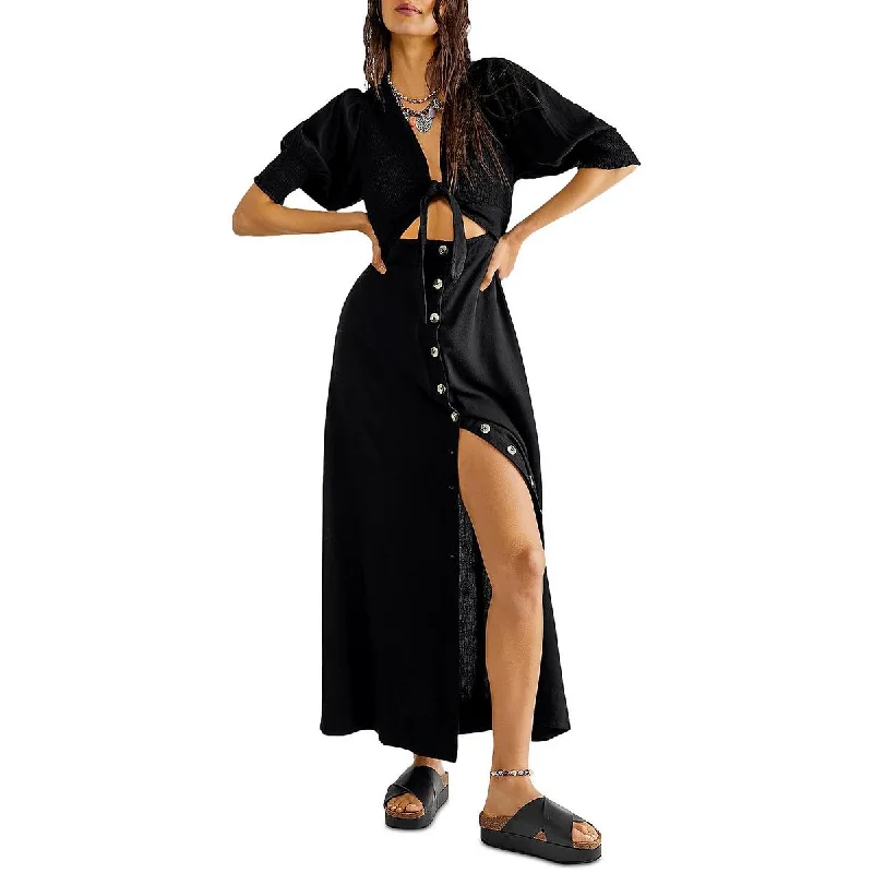 Super Deal String Of Hearts Womens Cut-Out Knot Front Maxi Dress