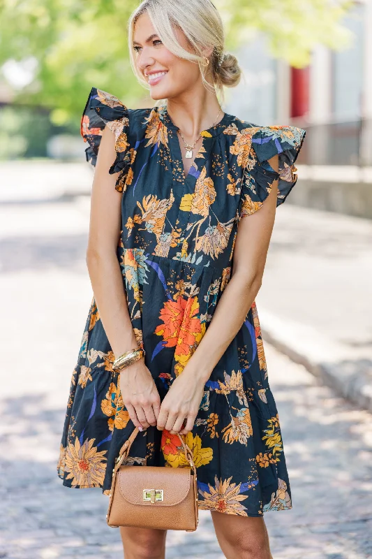 Final Markdown At This Time Black Floral Dress