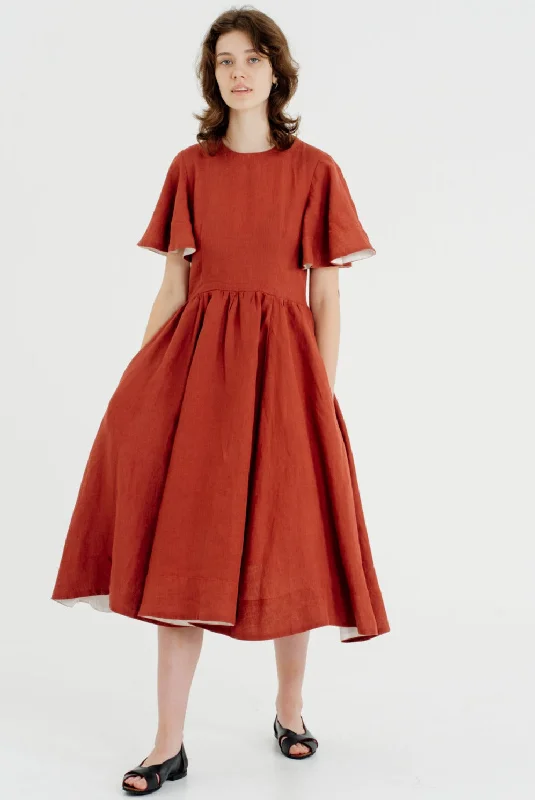 Stock Clearance Butterfly Sleeve Dress, Short Sleeve