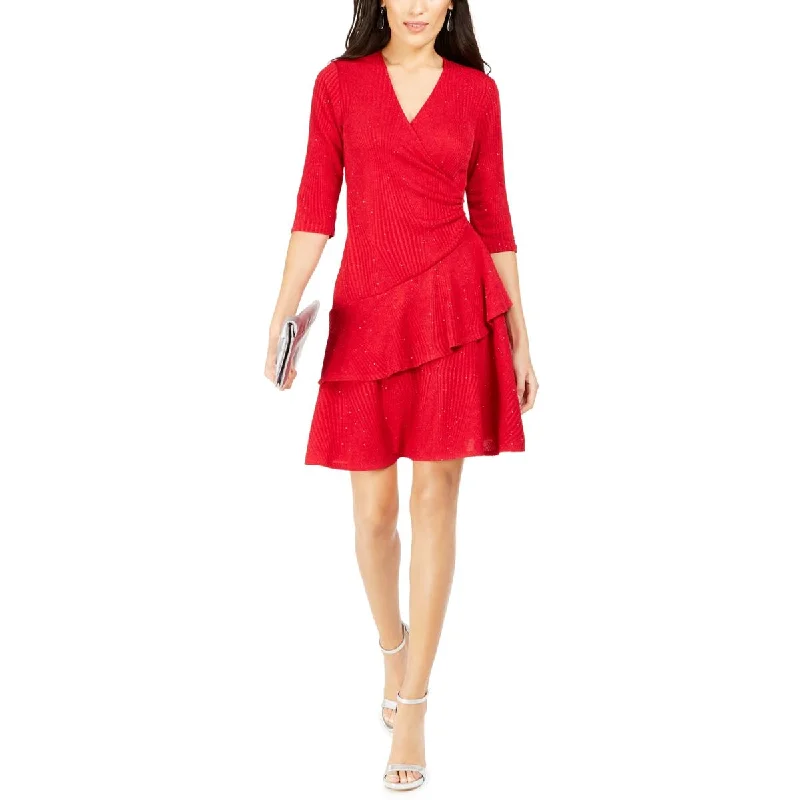 Clearance Items Womens Tiered Ruched Fit & Flare Dress
