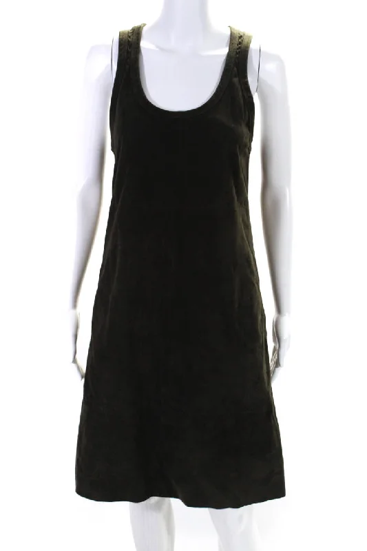 Online Exclusive 'S Max Mara Womens Sleeveless Scoop Neck Dress Leather Green