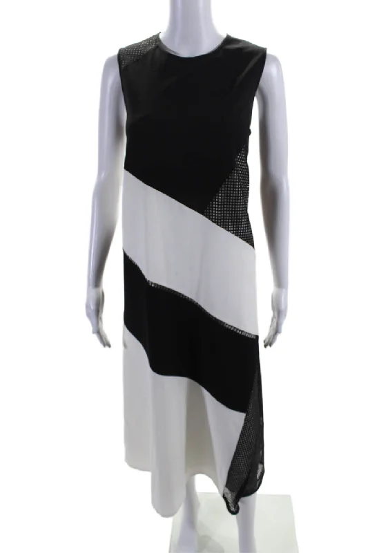 Deal Dash Lafayette 148 New York Womens White Black Color Block A-Line Dress