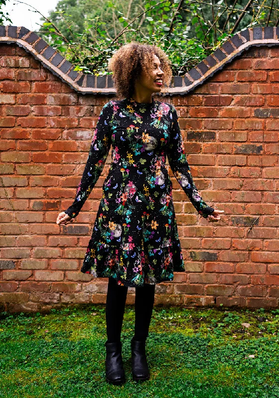 Overstock Branna Botanical Floral Print Cotton Tiered Hem Dress