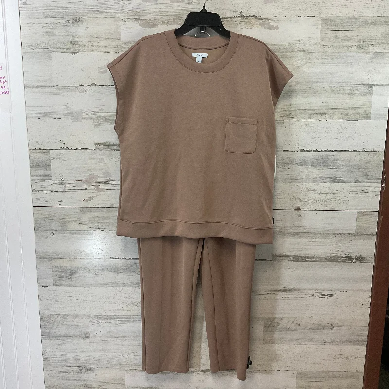 New Arrival Pants Suit 2pc By Flx In Brown, Size: Xl