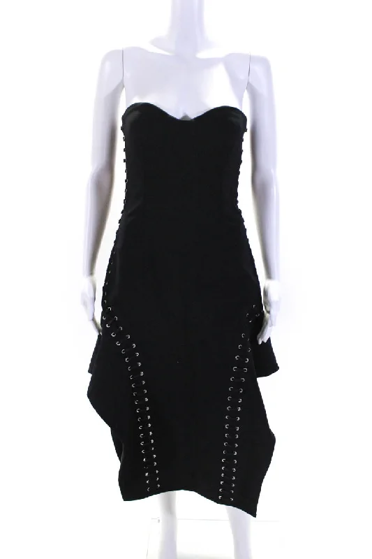 Exclusive Savings Jonathan Simkhai Womens Black Lace Up Detail Sleeveless Shift Dress