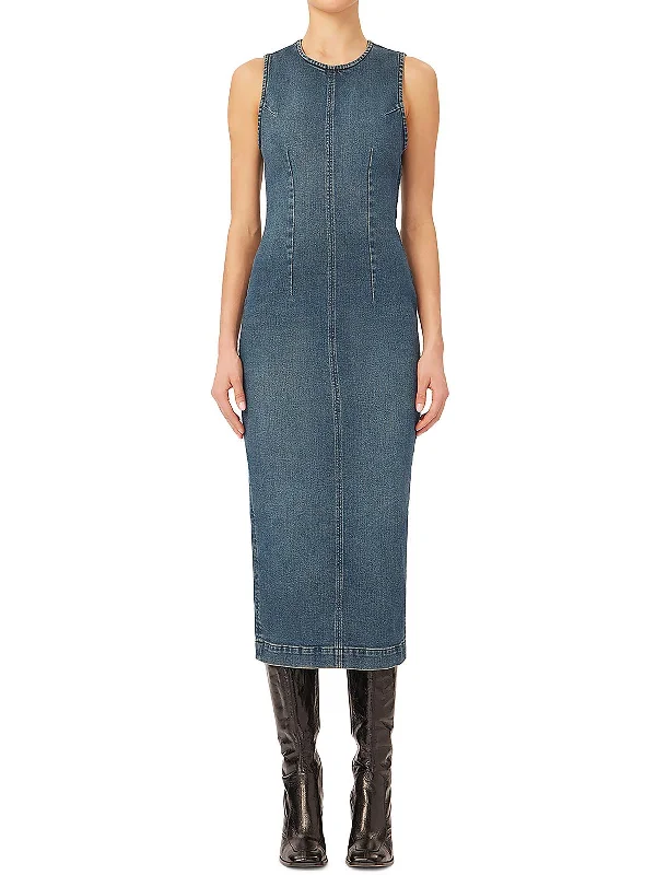 Price Buster Womens Jean Dress Sleeveless Midi Dress