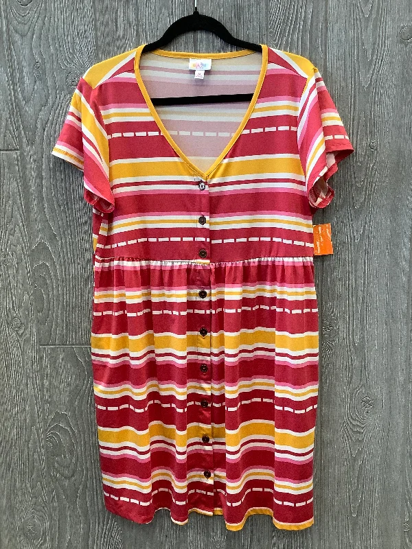 Last Chance Dress Casual Short By Lularoe In Orange & Pink, Size: M