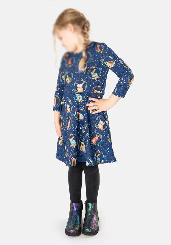 Hurry In Children's Christmas Animals Print Dress (Cristobal)