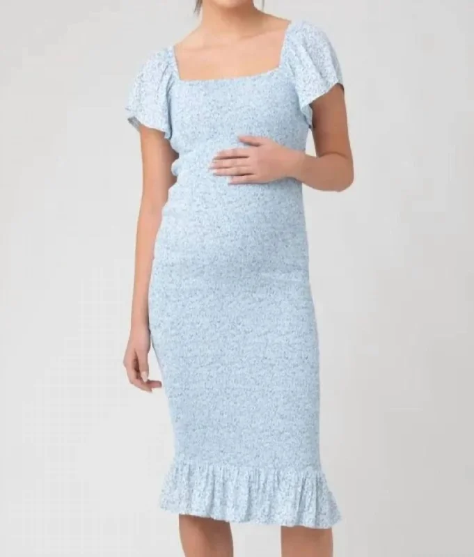 Year-End Sale Selma Shirred Dress In Baby Blue
