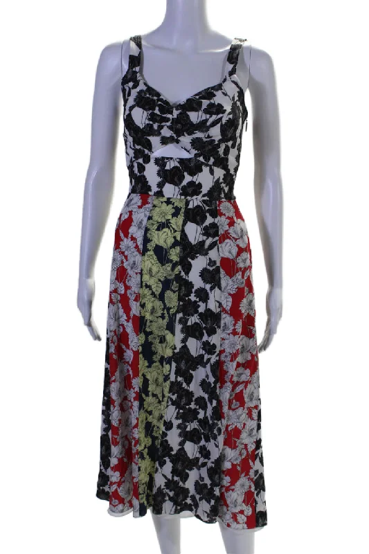 Deal of the Week Jason Wu Womens Silk Floral Print A Line Maxi Dress Multi Colored