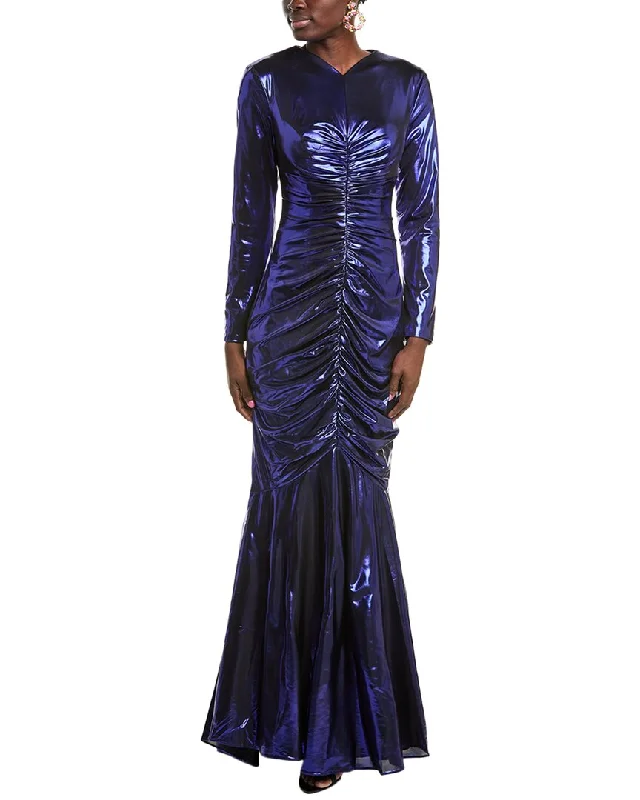 Special Price Rene Ruiz Hand-Draped Metallic Stretch Gown