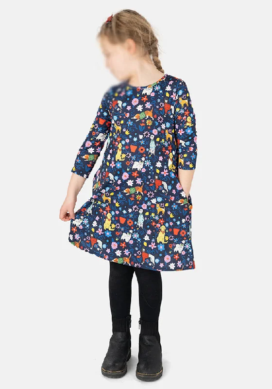 Bonus Savings Children's Dog Garden Print Dress (Finn)