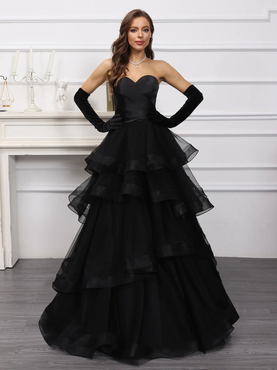 Stock Up and Save A-Line/Princess Sweetheart Long Tulle Dresses With Ruffles