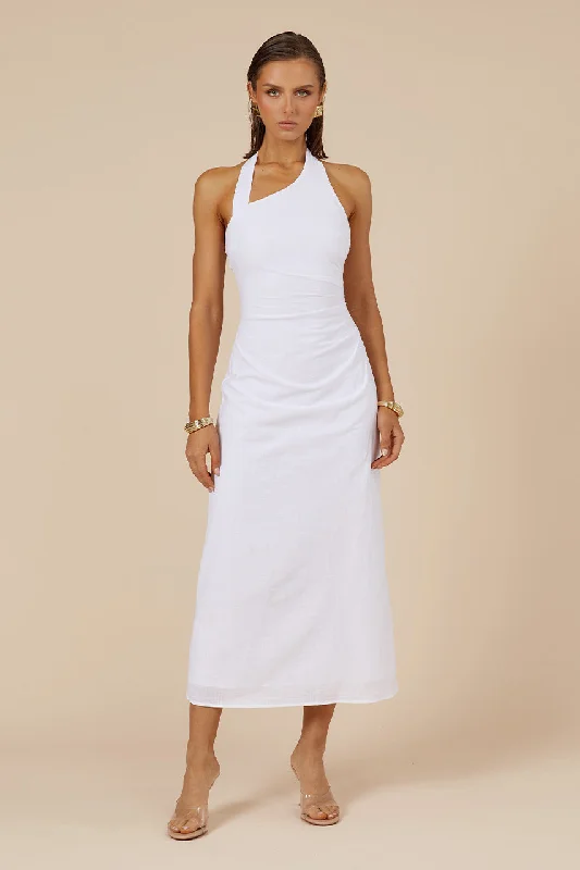 Early Access SAPHIRA LONG MIDI DRESS - WHITE