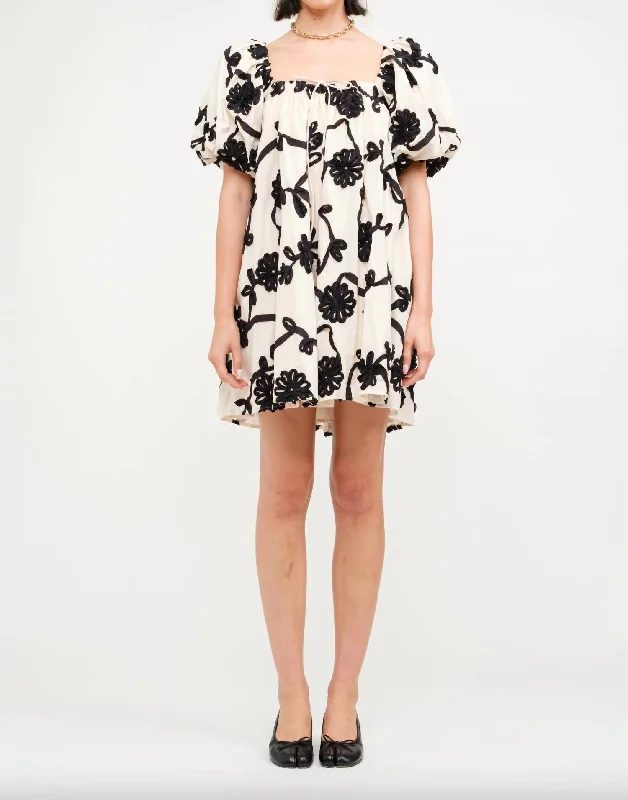 Closeout Sale Maddy Mini Dress In Floral Embroidered Ribbon
