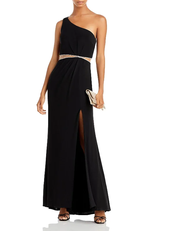 Limited Availability Womens Mesh Inset Long Evening Dress