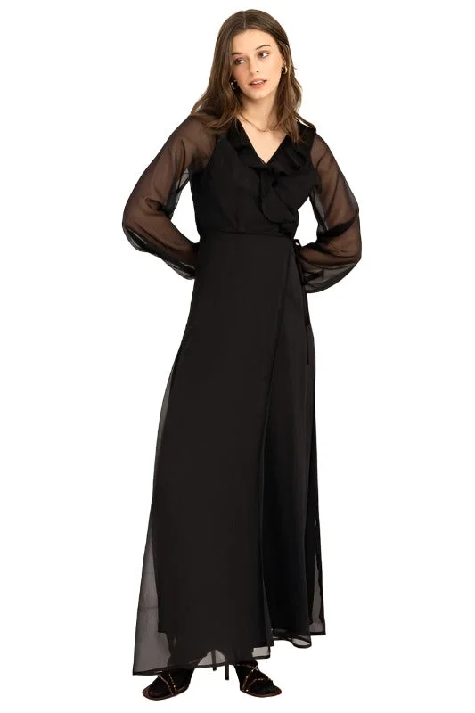 Online Only Lost In Love Ruffle Tie Waist Maxi Wrap Dress