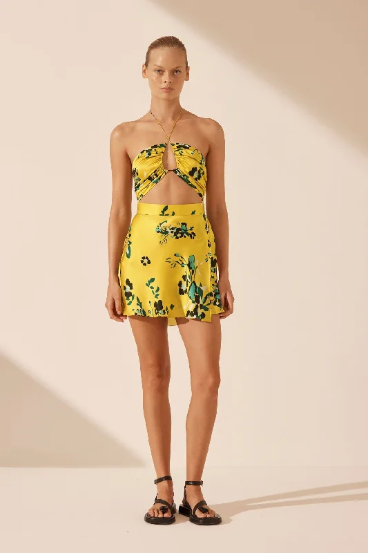 Closeout Sale ROMILLY SILK CROSS FRONT CUT OUT MINI DRESS