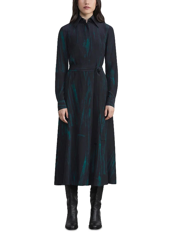 Crazy Savings Womens Silk Midi Shirtdress