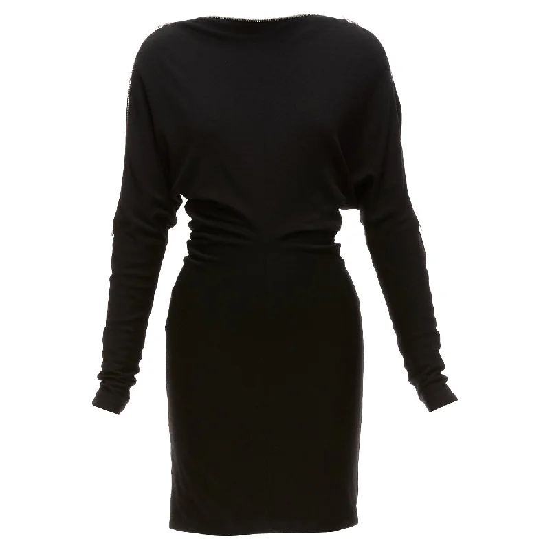 Fantastic Deals Alexander Wang Virgin Wool Zip Shoulder Collar Batwing Dress