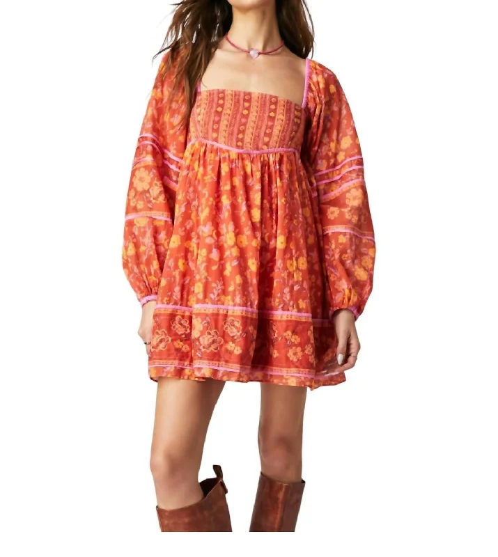 Reduced Prices Endless Afternoon Mini Dress In Chili Combo